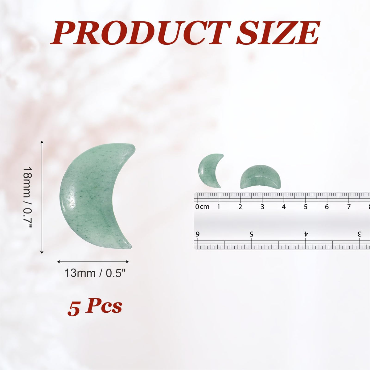 MECCANIXITY 5 Pcs Moon Crystal Worry Stone, 0.5 Inch Length Natural Emerald Green Moon Gemstone Bulk, Carved Pocket Stones for Meditation Balancing Pendant Decor