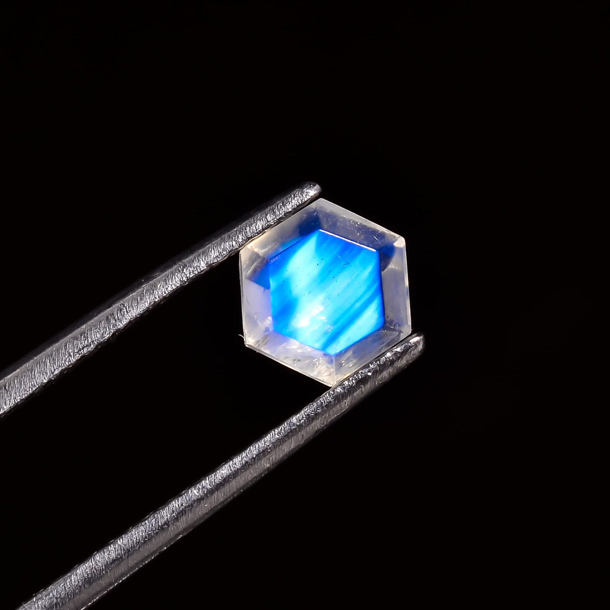 GEMKORA 4pcs, 6x6x4mm Natural Blue Flash Rainbow Moonstone Hexagon Shape-Step Cut Gemstone Wholesale, Jewelry Making Loose Gemstone, Minerals, DIY, Healing Crystals, Bulk Deal