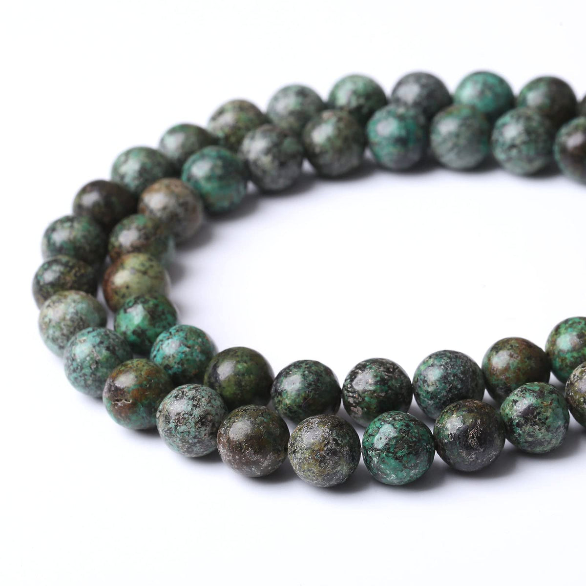 African Turquoises Stone Natural Stone Beads Gems Round Loose Beads Jewelry Making DIY Bracelet Necklace Accessory 1 Strand 60PCS 6MM 15"