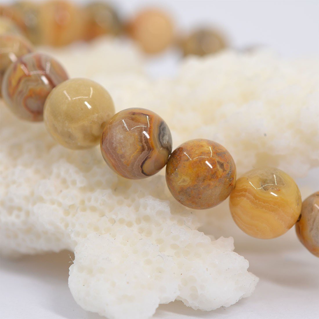 Justinstones Natural Crazy Lace Agate Gemstone 8mm Round Beads Stretch Bracelet 7 Inch Unisex