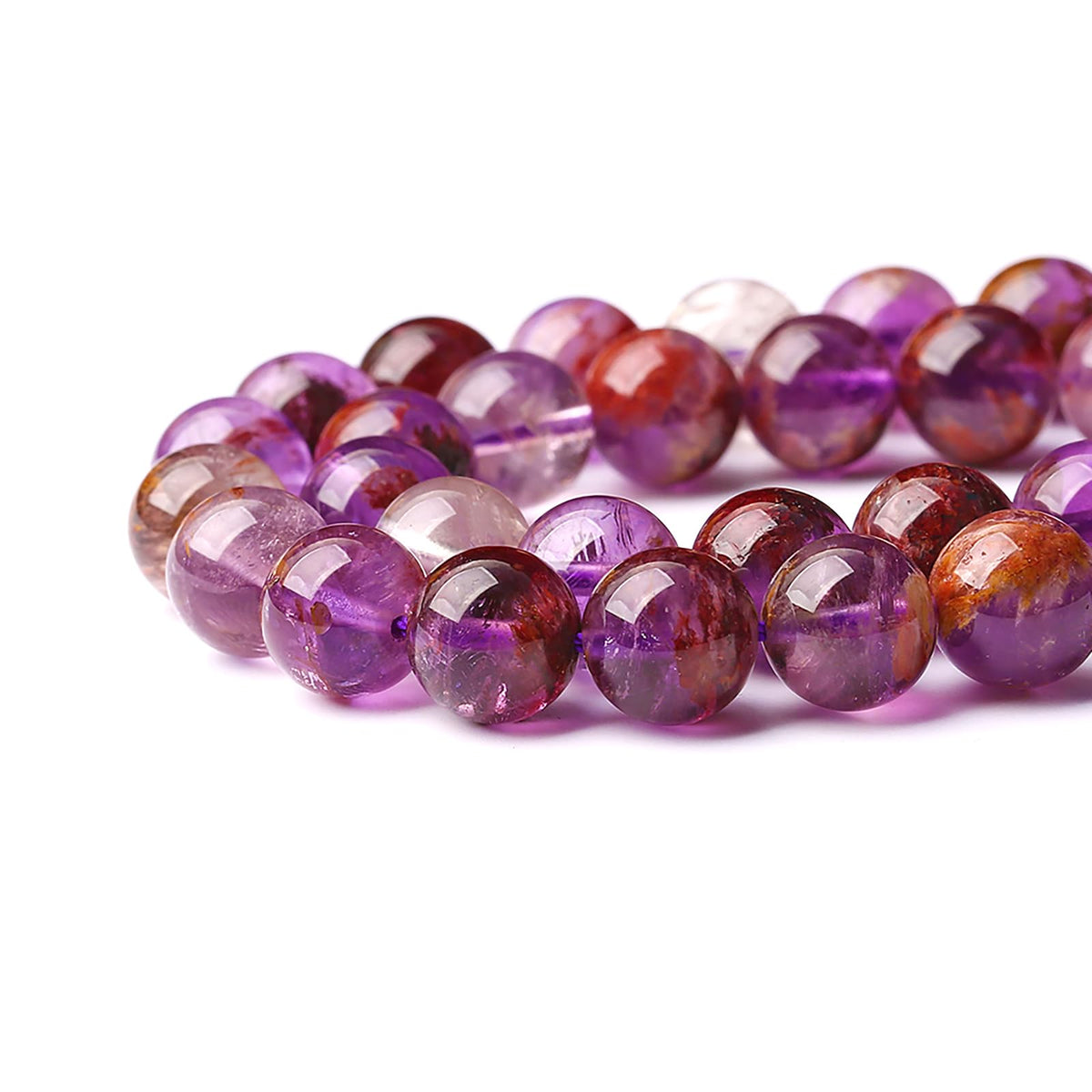 6MM 60PCS Natural Gemstone Purple Ghost Crystal Stone Beads for Jewelry Making DIY Bracelet