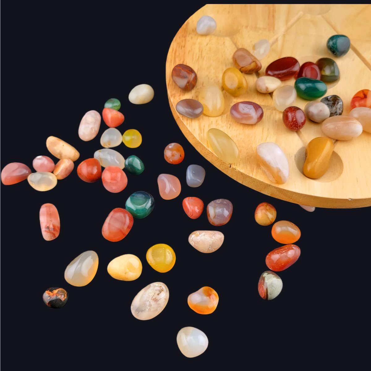 1,000 Carats Mixed Agates Handpicked Tumbled Stones Crystals Chips 0.4''-0.6'' Bulk Pocket Stones for Healing, Reiki, Meditation, Witchcraft and Home Decorations (Mixed Agate)