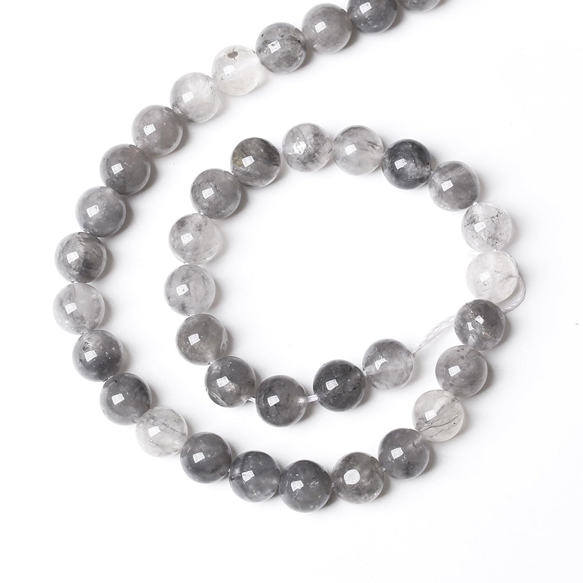 45pcs 8mm Natural Grey Cloud Crystal Stone Beads for Jewelry Making Energy Healing Power Stone Beads DIY Bracelet Necklace Accessories 15"(8mm, Grey Cloud Crystal)