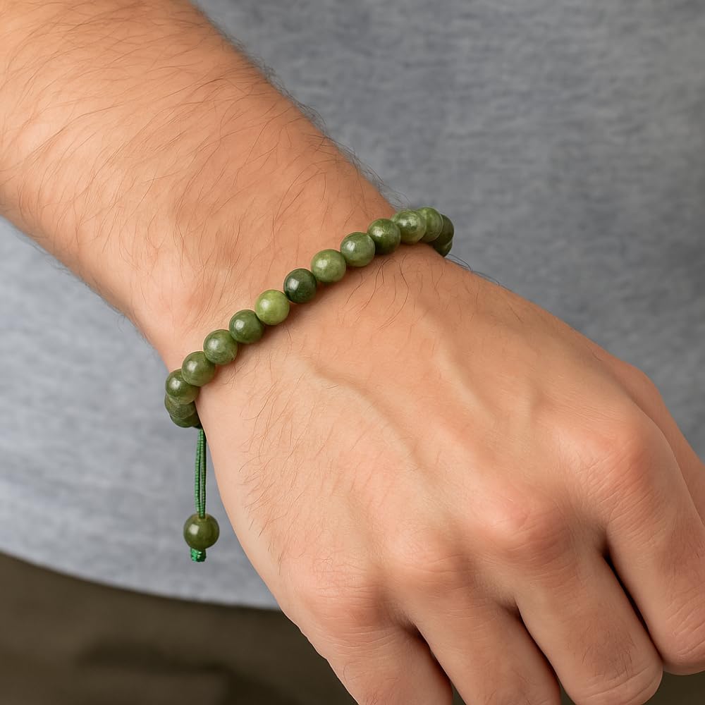 ANAYA AGATE Healing Crystal Bracelet – Chic Gemstone Bracelet for Men and Women – 8mm Round Bead Bracelets for Spiritual Healing, Protection, Positive Energy - Prehnite