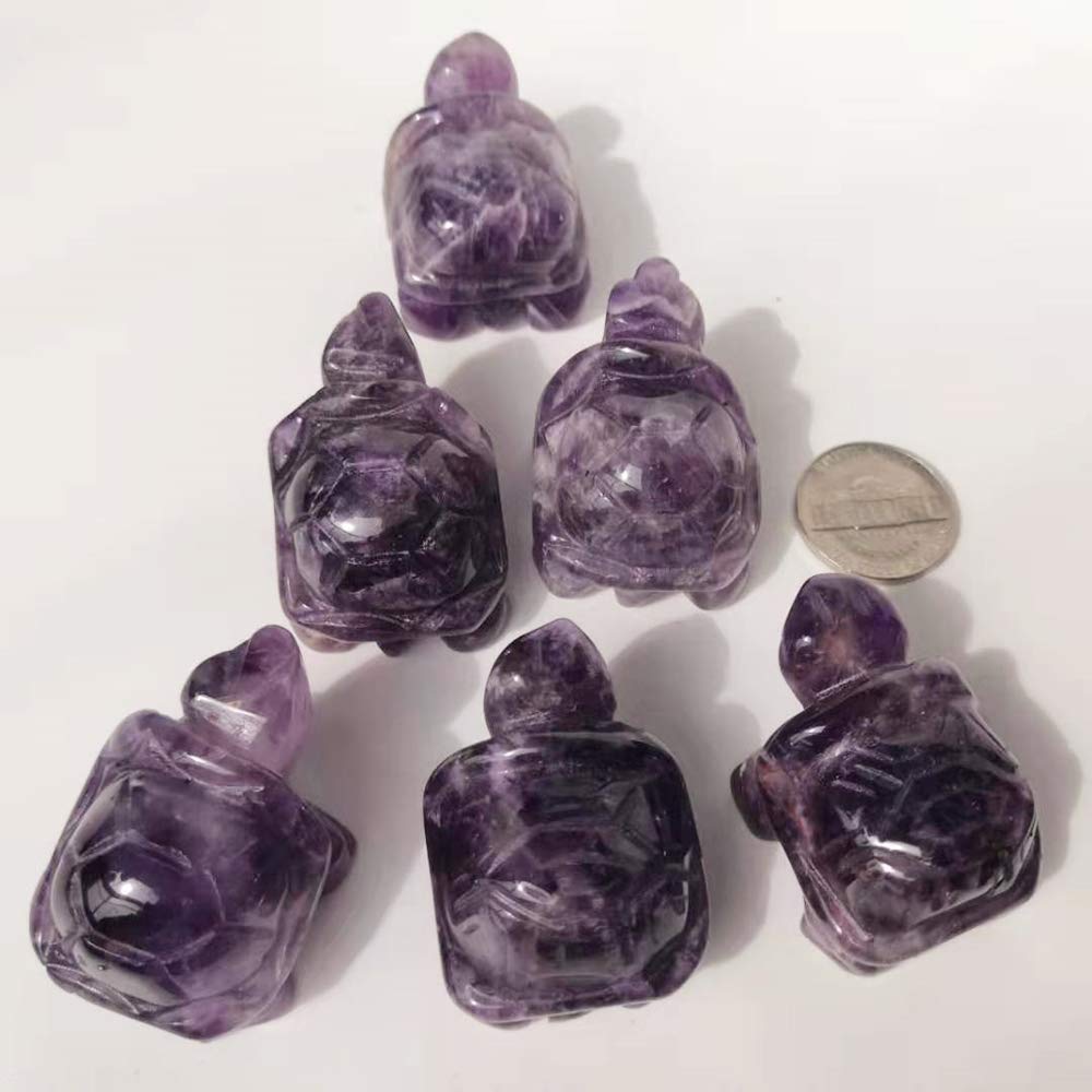 Gemgogo 2 Pcs Natural Amethyst Pocket Carved Tortoise Decor Animal Figurines Gemstone,1.5 Inches Room Decor Crystals and Healing Stones