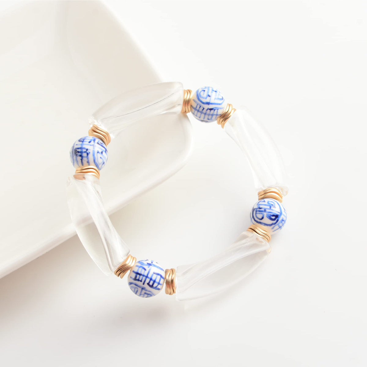 Sajidos Bamboo Tube Bangle Bracelets for Women Stacking Chunky Colorful Acrylic Beads Stretch Bracelets Friendship Summer Beach Bracelet Jewelry (J-Style2(clear tube))