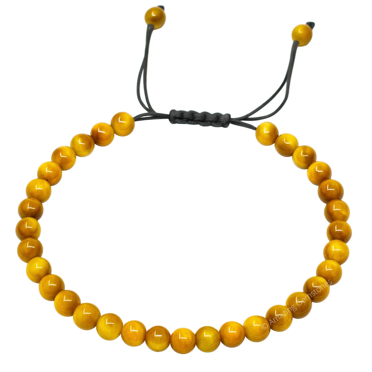 Amazing Gemstone Yellow Cat's Eye Anklet Ankle Bracelets for Women - Waterproof Beaded Healing Crystal Anklets, Plus Size Chakra Gemstone Bead Anklet (Stretchy Adjustable - Plain)
