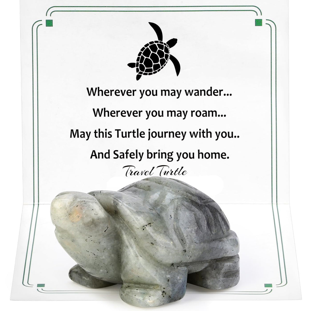 DUQGUHO 2" Travel Turtle Gift Decor Crystals Figurines Moonstone Crystal Best Turtles Travels Gifts for Women Traveling Travelers Cute Decorations