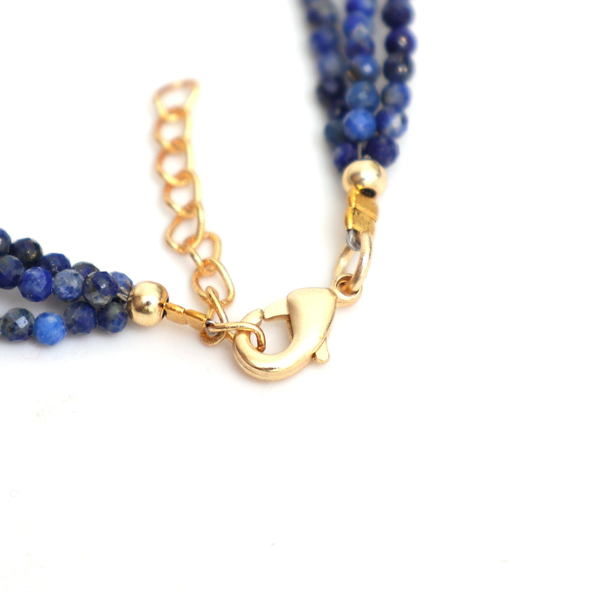 Gempires Blue Lapis Lazuli Beaded Bracelets Multi Strand September Birthstone Jewelry Hypoallergenic 8 Inch Gold Plated Elegant Gemstone Handmade Jewelry For Women