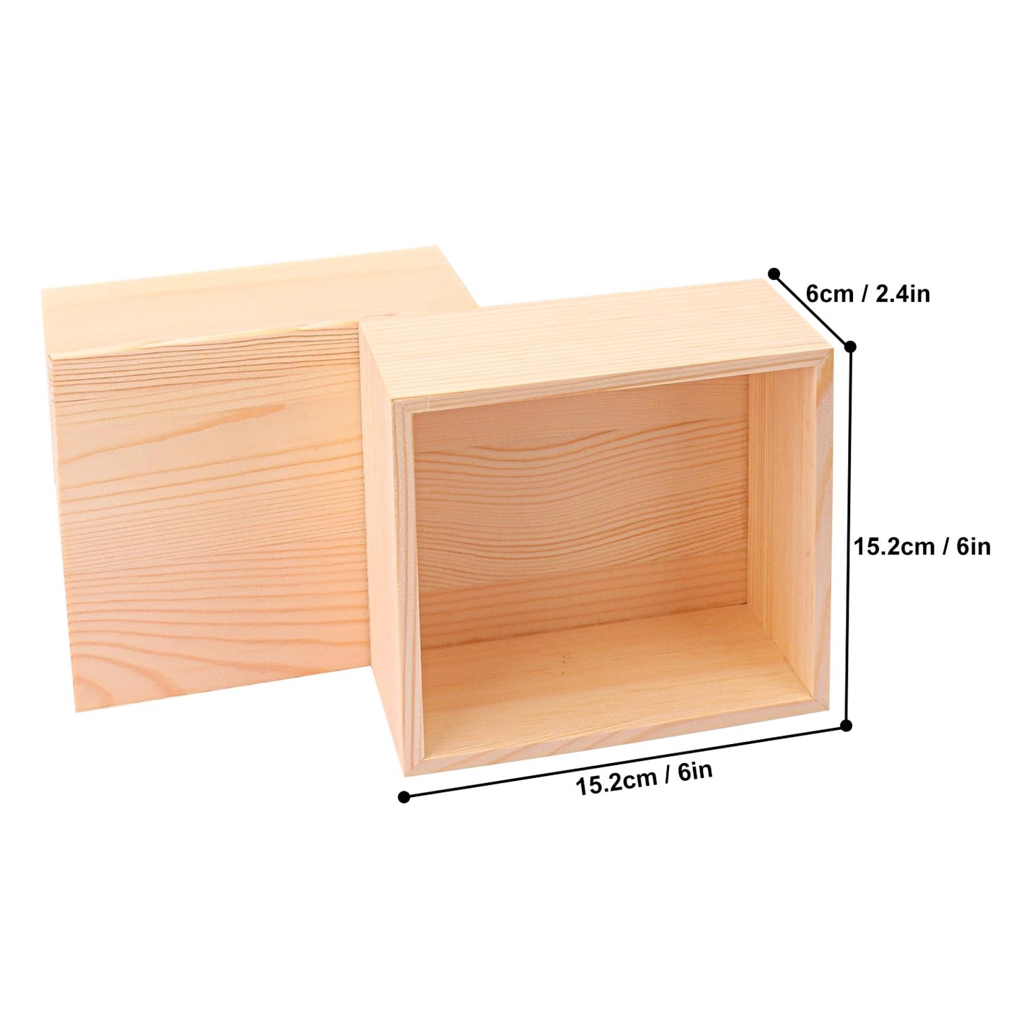 kukmakri 12 PCS Unfinished Wooden Boxes, 6 x 6 Inch Square Small Wooden Boxes, Rustic Wood Box for Display - Craft Organizer Container Wood Box for Storage, Home Decor, and DIY Crafts