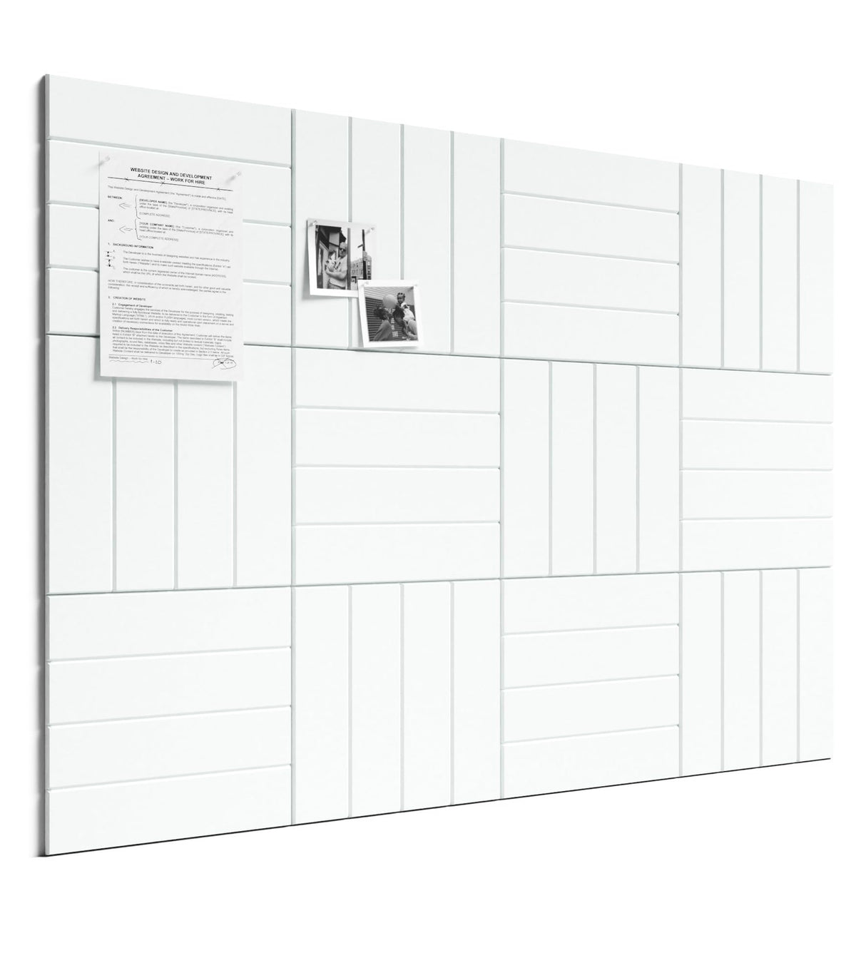 Bumusty Large Cork Board Alternative-48 x 36" Felt Bulletin Board Tiles, with 30 Pushpins, 70 Adhesive Tabs, Bold-Stripe 12-Pack, Cork Boards for Office Push Pin Board Felt Board-Cold White