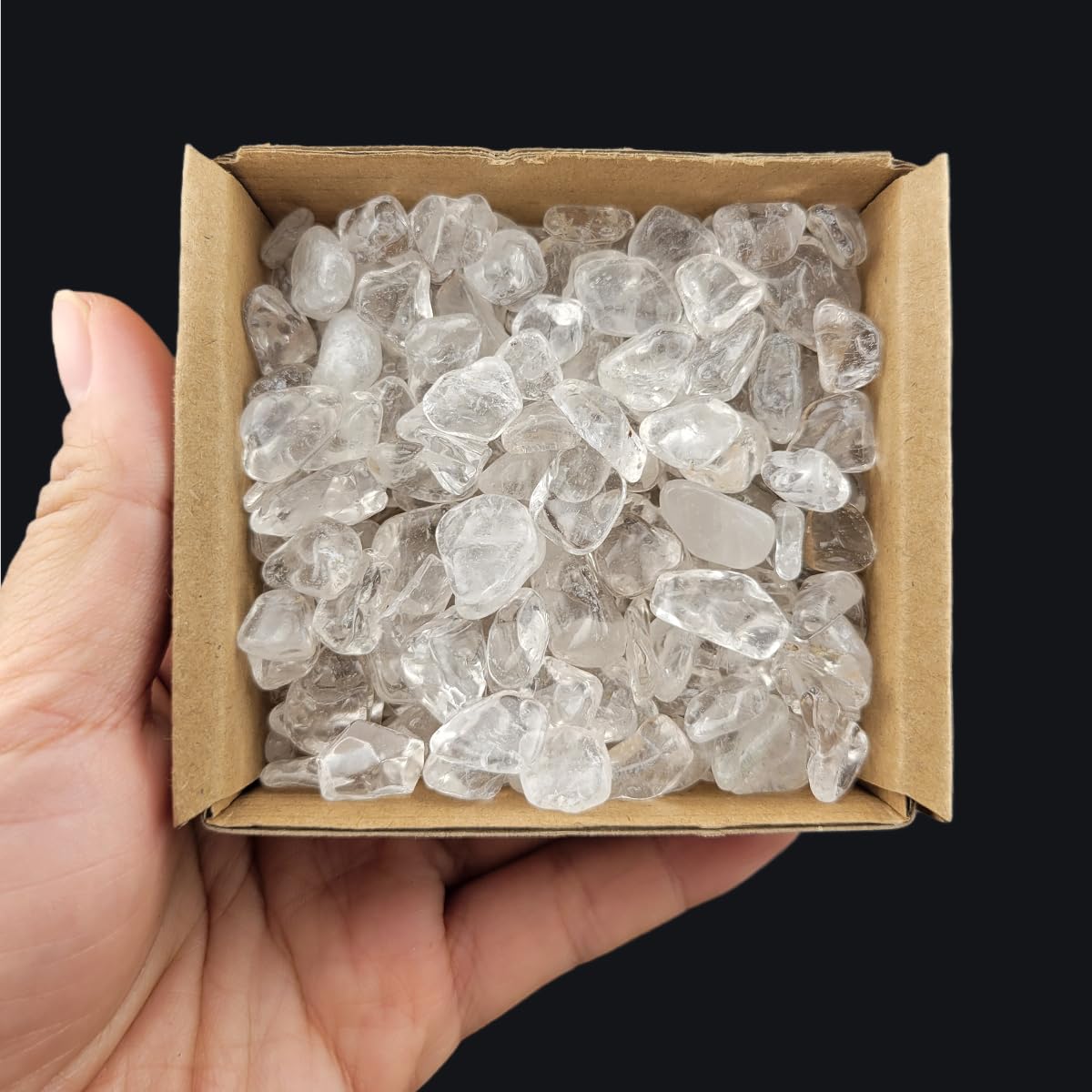 1,000 Carats Clear Quartz Handpicked Tumbled Stones Crystals Chips 0.2''-0.5'' Bulk Pocket Stones for Healing, Reiki, Meditation, Witchcraft and Home Decorations (Clear Quartz)