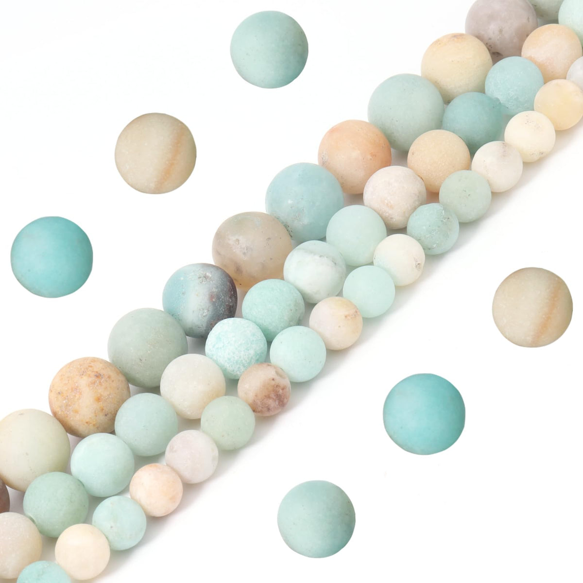 Siomia 60pcs 6mm Natural Matte Amazonite Beads Energy Healing Crystal Round Loose Stone Beads for Jewelry Making, DIY Bracelets Necklaces