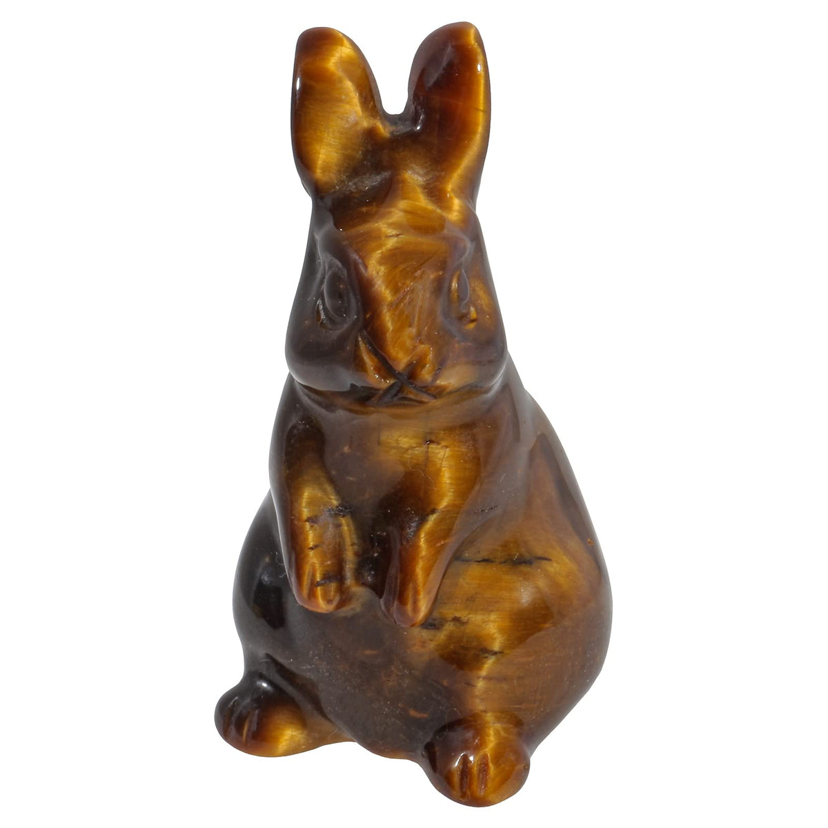 Loveliome Rabbit Crystal Decor Figurines, 2 Inches Natural Healing Stones Hand Carved Sculpture Ornaments Colletctible, Tiger's Eye