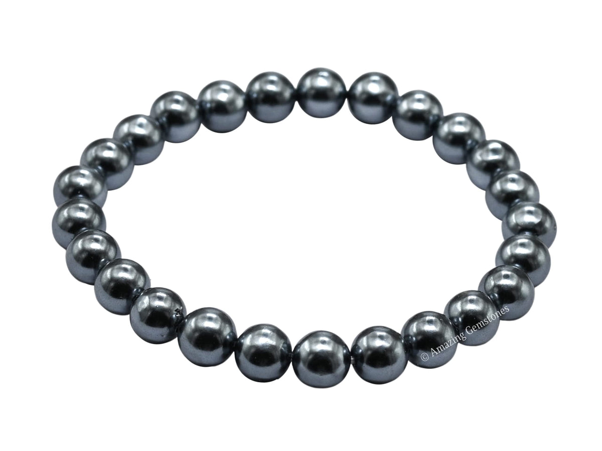 Amazing Gemstone Crystal Bracelet for Women Men's Gifts - Protection Healing Crystal Bracelet - 8mm Gemstone Beaded Stretchable Bracelet Pulseras Para Hombres Mujer Stocking Stuffers Mothers Day Gift (Black Pearl)