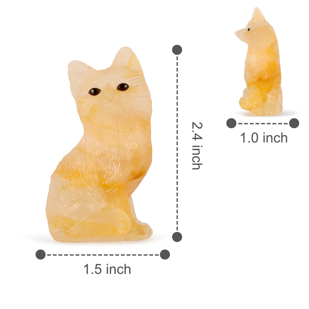 SMQ 2.4" Citrine Crystal Fox Statues and Figurines,Carved Gemstone Fox Animal Carvings Collectible Healing Crystal Stones Sculpture for Home Garden Decor