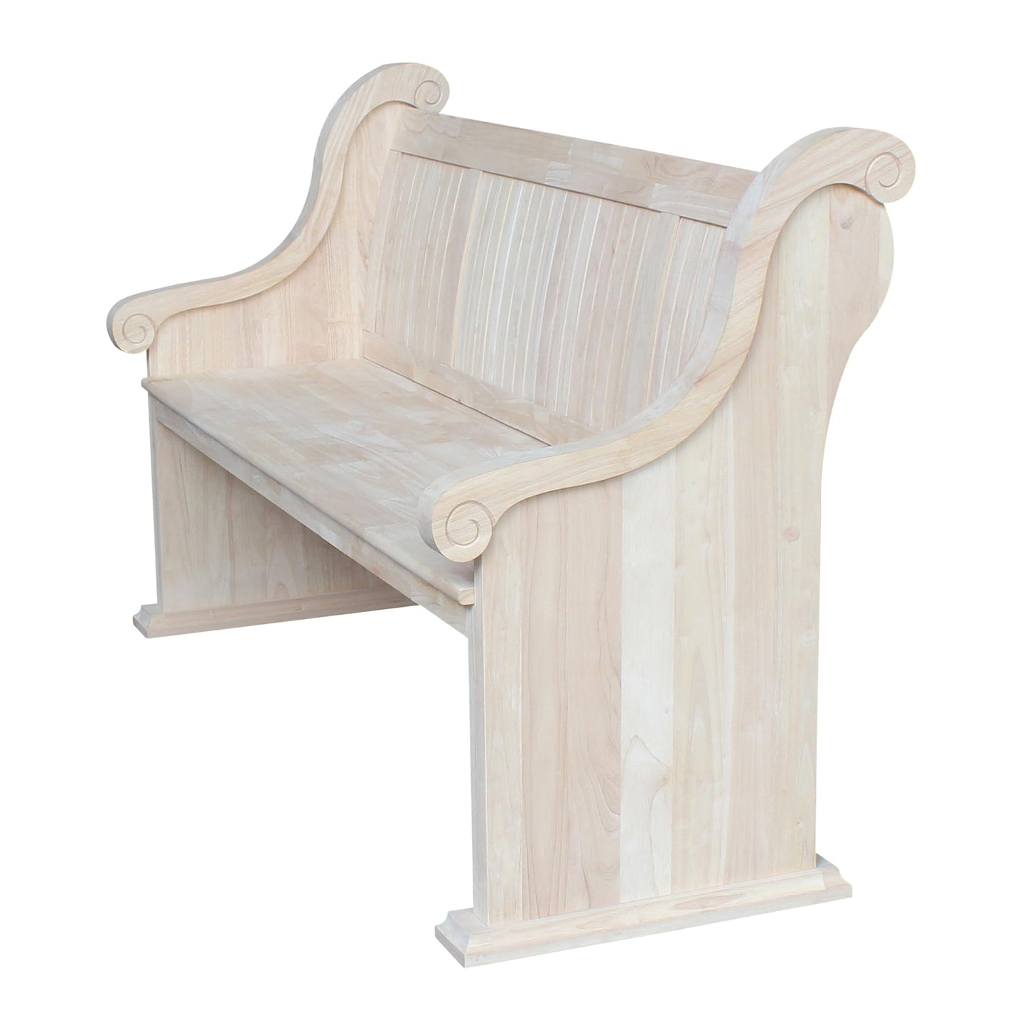 IC International Concepts, Sanctuary Bench, Solid Real Wood, Sturdy Parawood, Entryway/Dining/Living, Spacious Dimensions 58" W x 17.7" D x 18" H, 450 LBS Capacity, Paint/Stain Ready, Unfinished