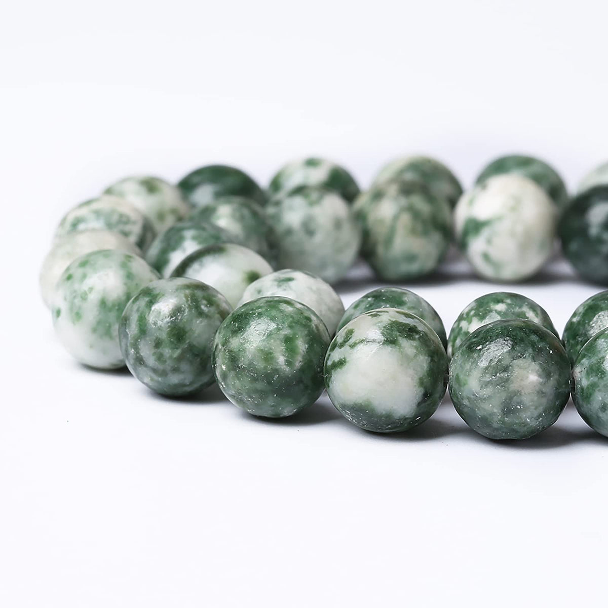 60pcs 6mm Natural Green Spot Stone Stone Beads for Jewelry Making Loose Spacer Round Beads DIY Bracelets Necklaces 15" (6mm, Green Spot Stone)
