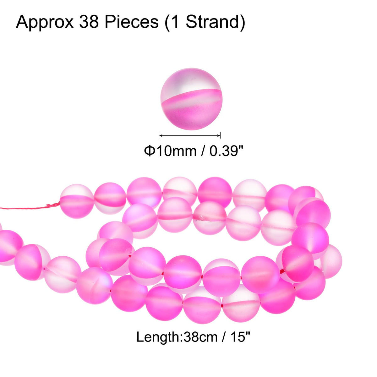 uxcell Matte Crystal Glass Beads 10mm Synthetic Frosted Shining Semi-Precious Round Loose Beads Synthetic Moonstone for Jewelry Making DIY Bracelet, Light Red