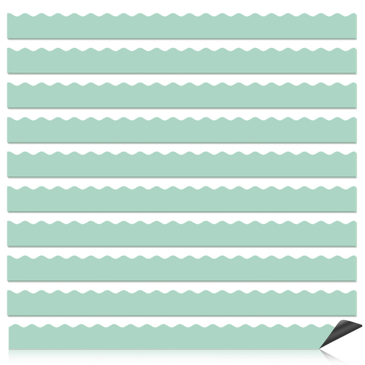 30 Pcs Magnetic Borders for Classroom Whiteboard - Mint Green Magnetic Bulletin Board Border Set - Scalloped Chalkboard Border Strips for Teachers, Parents, DIY Home,School & Office Decoration