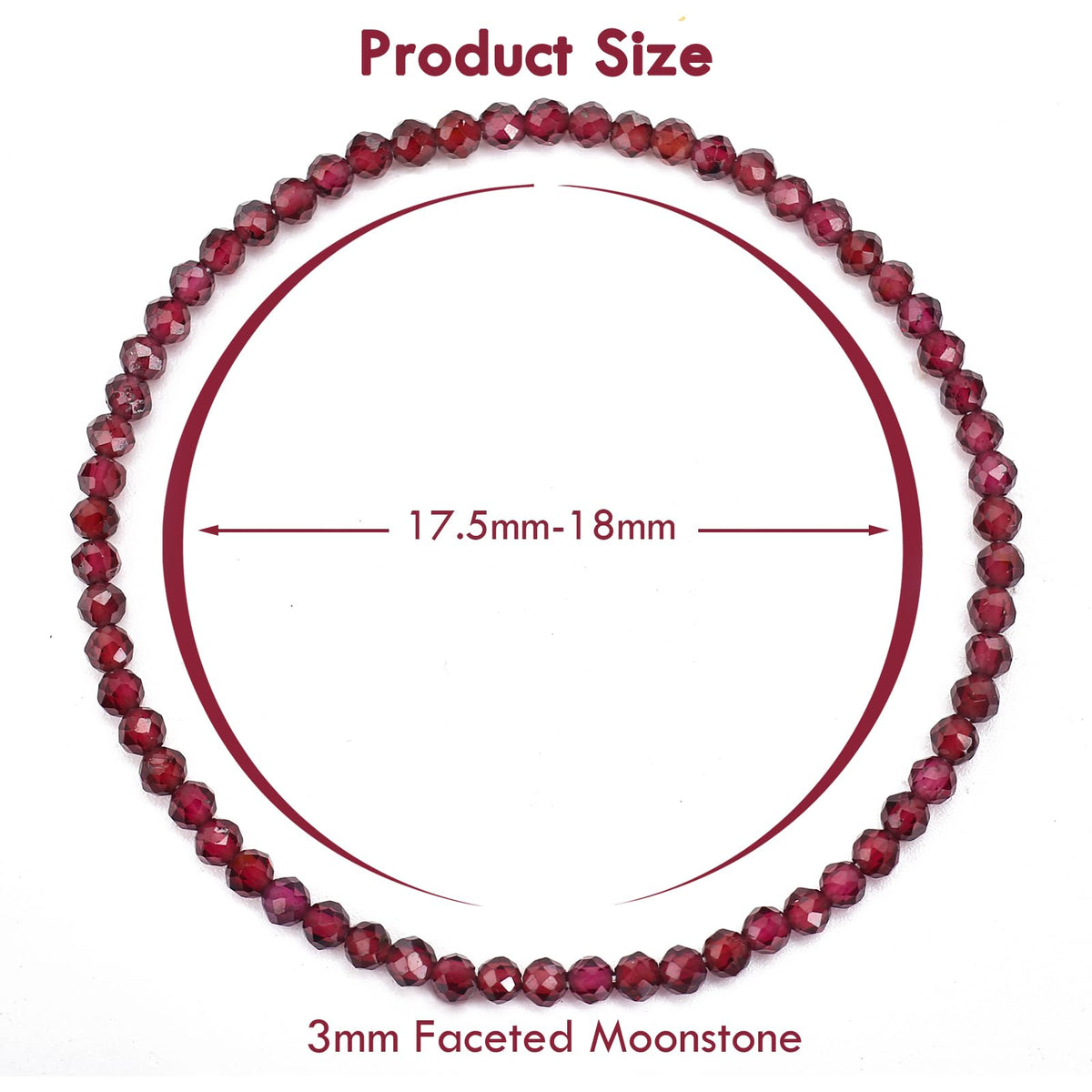 BONNY BOXX Natural Genuine Gemstone Faceted Round Beads Bracelets, 3mm Adjustable Stretchy Tiny Faceted Garnet Bracelet, Healing Crystal Reiki Chakra Dainty Jewelry Fashion Gifts