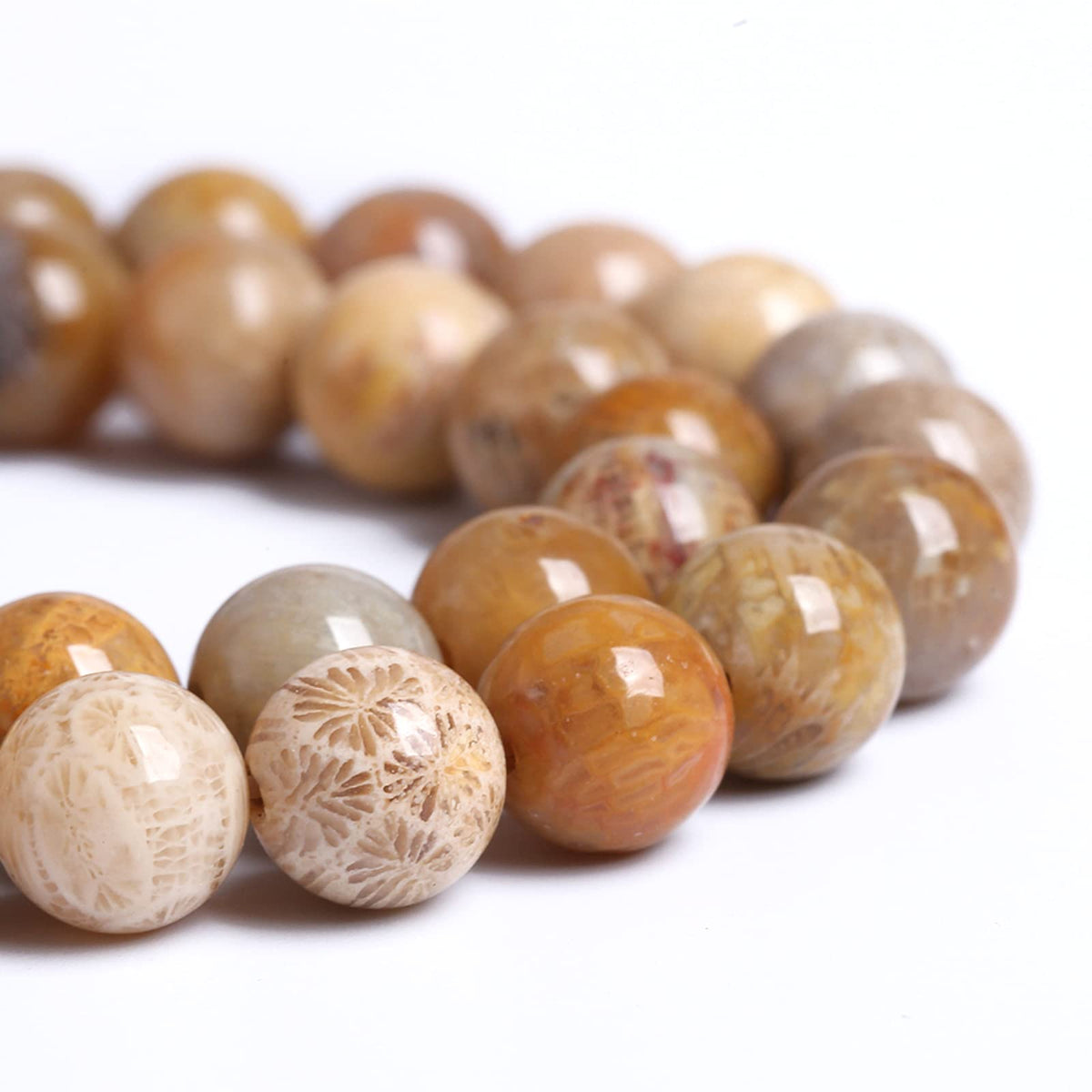 75PCS 10MM Natural Stone Coral Jade Chrysanthemum Beads for Jewelry Making DIY Bracelet