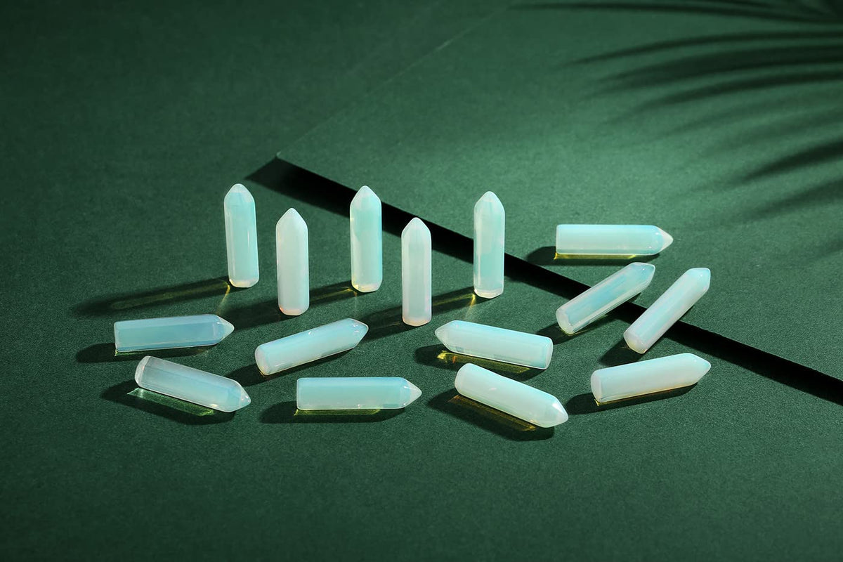 10PCS Opal Natural Healing Crystals Stones Sets Polished Tumbled Pocket Gemstones Bulk Hexagonal Points Reiki Energy Balancing Chakra Meditation Therapy Desk Decor Gift