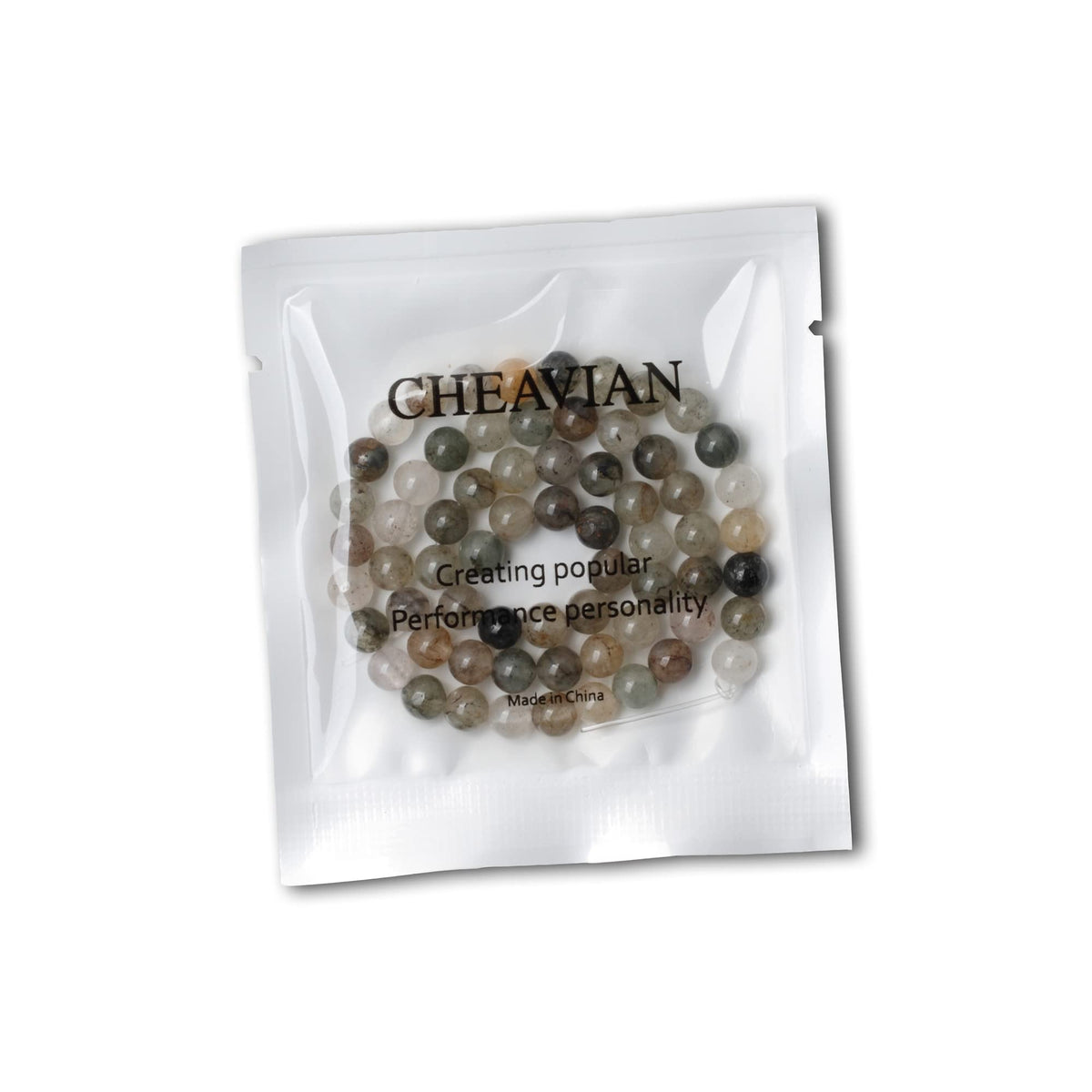 CHEAVIAN 60PCS 6mm Natural Green Phantom Crystal Round Loose Beads for Jewelry Making 1 Strand 15"