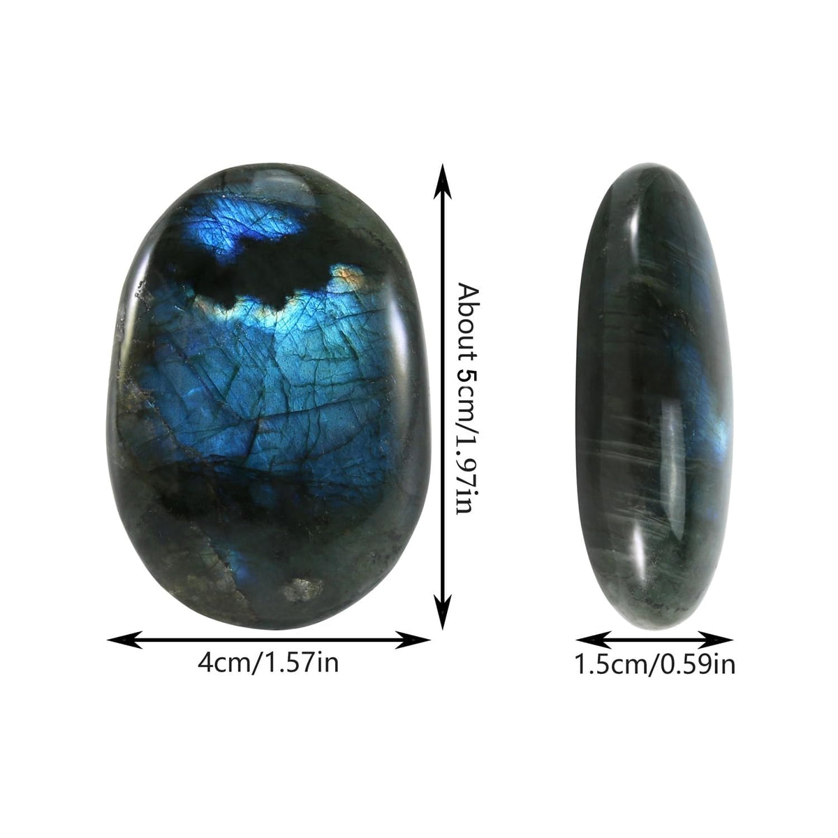 Nvzi Labradorite Crystal Palm Stone, Worry Stones, Crystals and Healing Stones, Polished Rocks, Natural Gemstones, Chakra Stones for Healing Crystals Daily Use