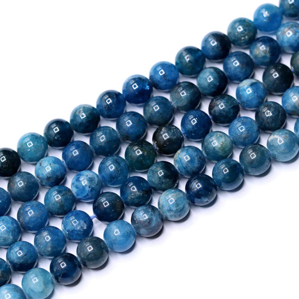 PLTbeads Natural Gemstone Loose Beads Smooth Round Approxi 15 inch DIY Bracelet Necklace for Jewelry Making (6mm, Blue Apatite)