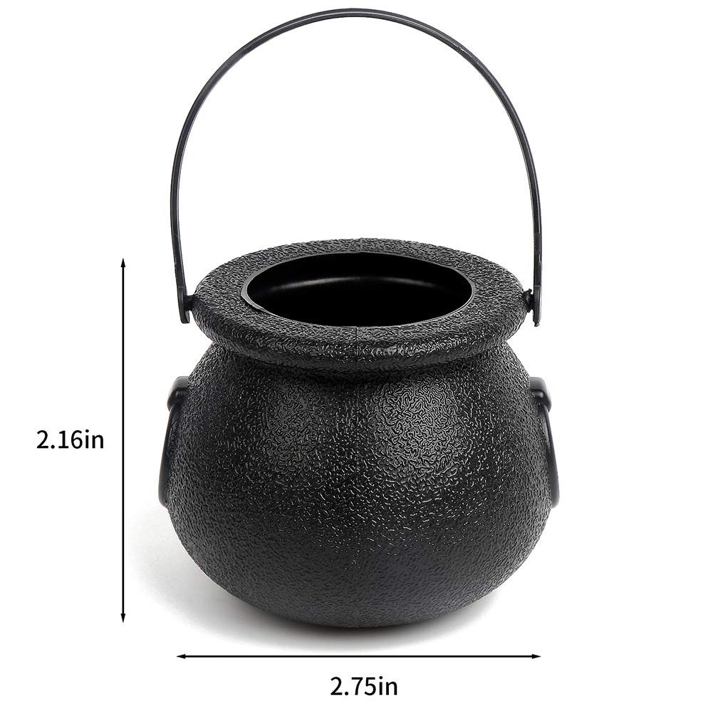 CCINEE Black Cauldron with Handle,Mini Plastic Candy Kettle Bucket for St.Patrick's Day,Halloween Party Favor,Pack of 12