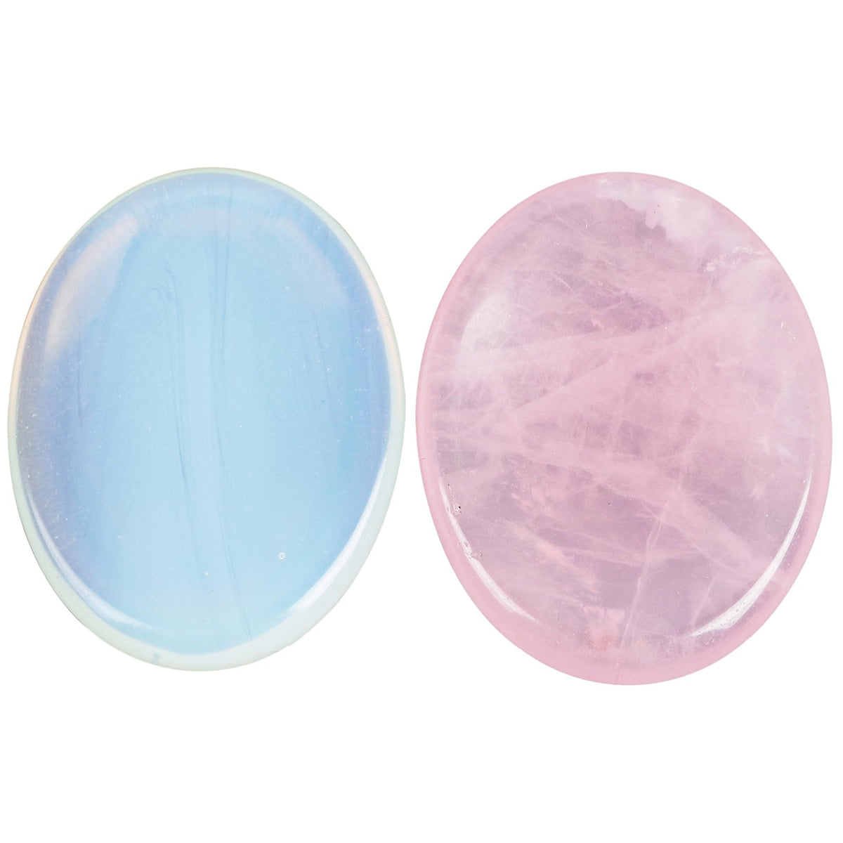 Loveliome Thumb Worry Stone, Stress Relax Healing Reiki Crystal Pocket Palm Stones,Rose Quartz and Opalite,Pack of 2