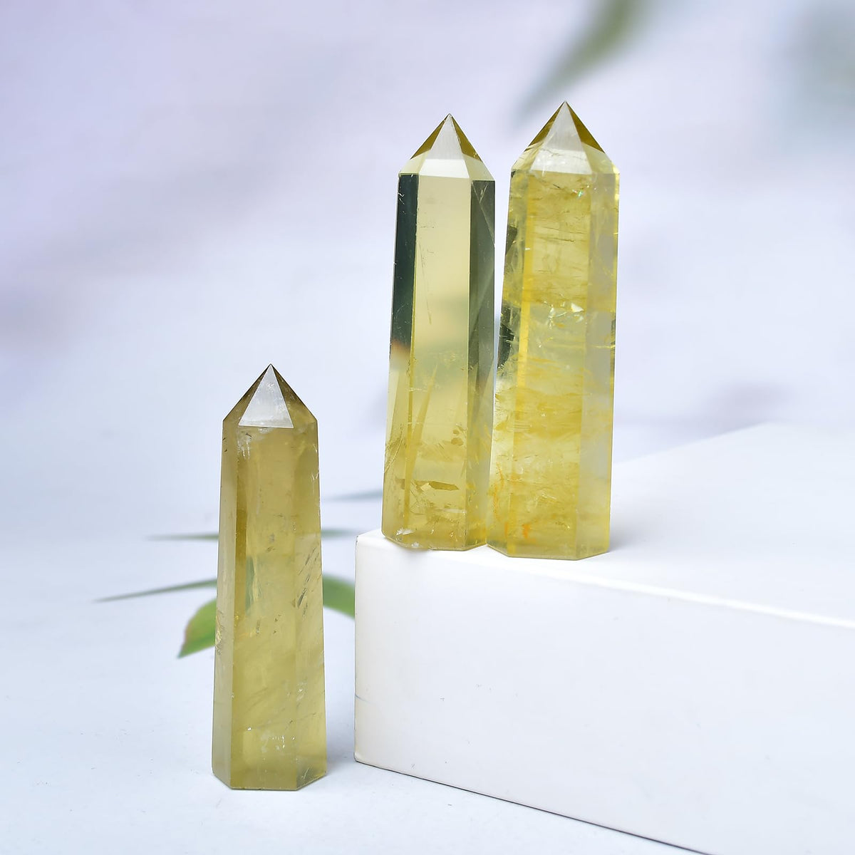 WUYOUSHI 1PCS Citrine Natural Crystal Towers / 2.75-3.54" Healing Crystal Wand / 6 Faceted Chakra Reiki Meditation Therapy