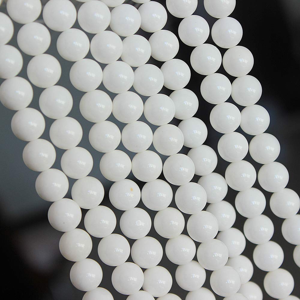 MJDCB 7A Natural Deep Sea White Shells Round Stone Beads for Jewelry Making DIY Bracelet Necklace (4mm)