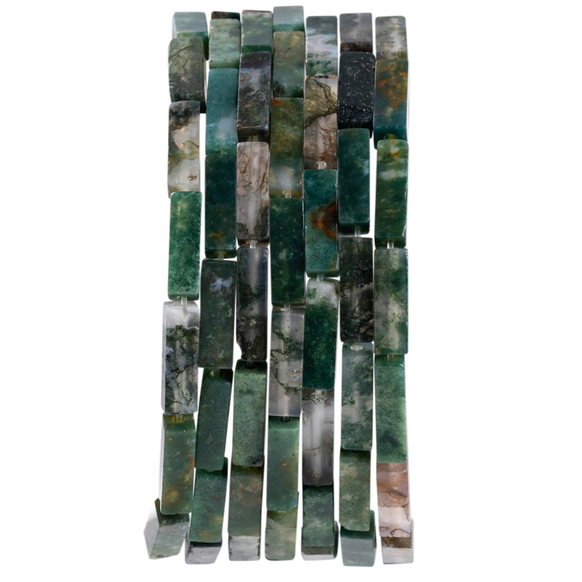 Natural Moss Agate Rectangle Tube Beads 4x13mm 38cm/str Loose Semi Gemstone Stone Beads for Making Bracelets Necklace Earrings