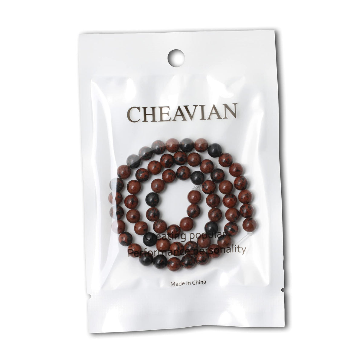 CHEAVIAN 60PCS 6mm Natural Mahogany Obsidian Stone Round Loose Beads for Jewelry Making 1 Strand 15"