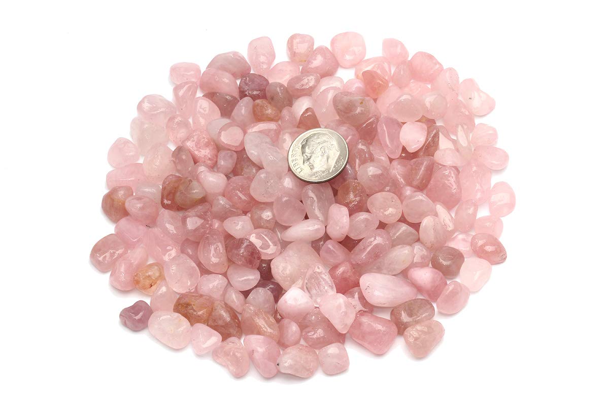 ZenQ 1 lb Madagascar Rose Quartz Tumbled Stone Chips Crushed Natural Crystal Quartz Pieces
