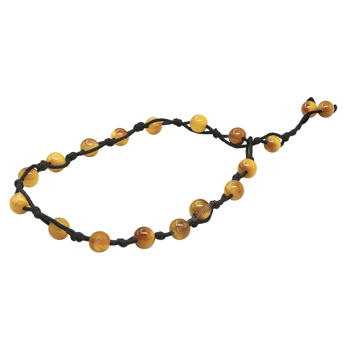 Amazing Gemstone Yellow Cat's Eye Anklet Ankle Bracelets for Women - Waterproof Beaded Healing Crystal Anklets, Plus Size Chakra Gemstone Bead Anklet (Stretchy Adjustable - Hand Knotted)