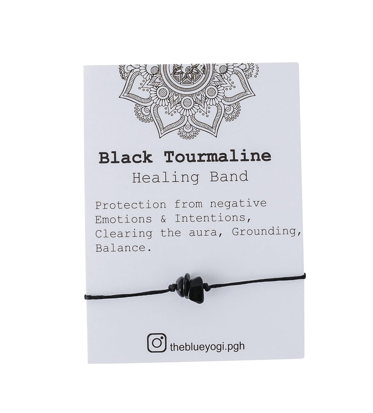The Blue Yogi Black Tourmaline Healing Bracelet Anklet 2-in-1 Adjustable Protection Crystal Bracelet Spiritual Energy Jewelry with Affirmation Card