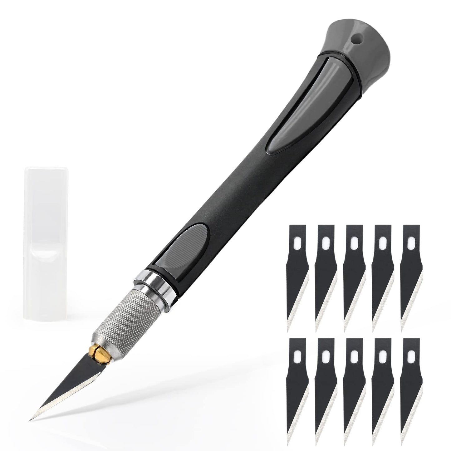 EHDIS Precision Hobby Knife Set Utility Craft Knife Kit with 10PCS Blades for Art, Working-Stencil, Scoring, Scrapbooking, Architecture Modeling, Crafting-Grey