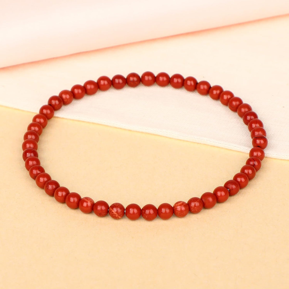 LPBeads Handmade Natural Gemstone Stretch Elastic 4mm Red Jasper Bracelet Healing Crystal Round Stone Beads Jewelry Gifts for Women Men