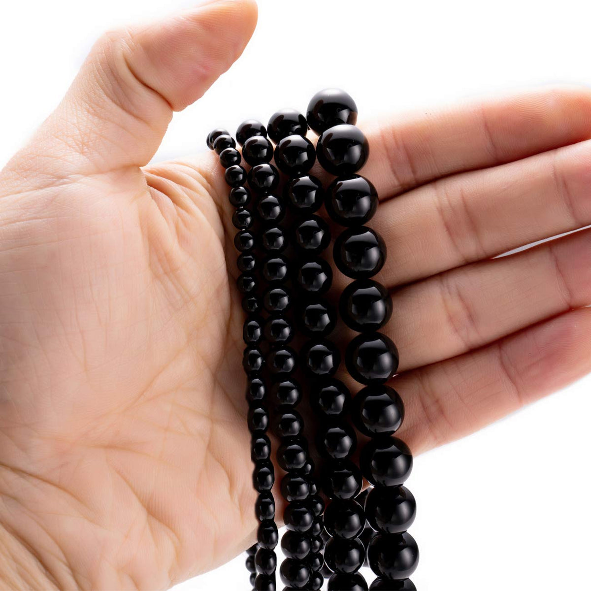 BEADIA Natural Black Onyx Stone Round Loose Semi Gemstone Beads for Jewelry Making 10MM 38PCS