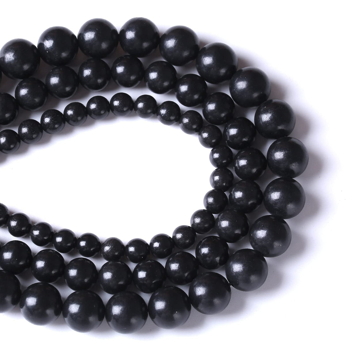 8MM 46PCS Natural Stone Shungite Beads Crystal Loose Beads for Jewelry Making DIY Bracelet
