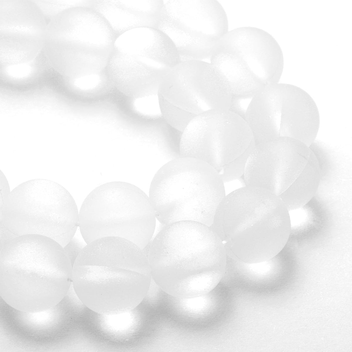 uxcell Matte Crystal Glass Beads 8mm Synthetic Frosted Shining Semi-Precious Round Loose Beads Synthetic Moonstone for Jewelry Making DIY Bracelet, White Silver