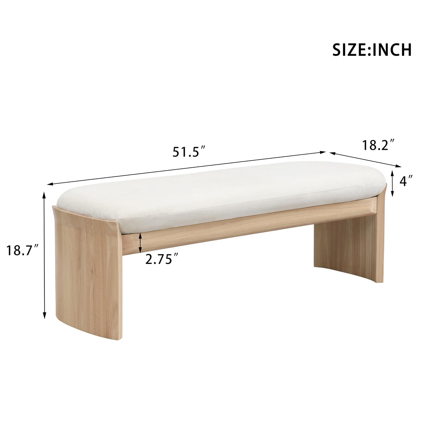 Christopher Knight Home Paxton Fabric Upholstered Ottoman Bench, Rectangular Foot Stools Ottoman, Entryway Wood Ottoman Footrest, Bedroom End of Bed Footstool,Living Room Sofa Extra Seat,Beige+Natural