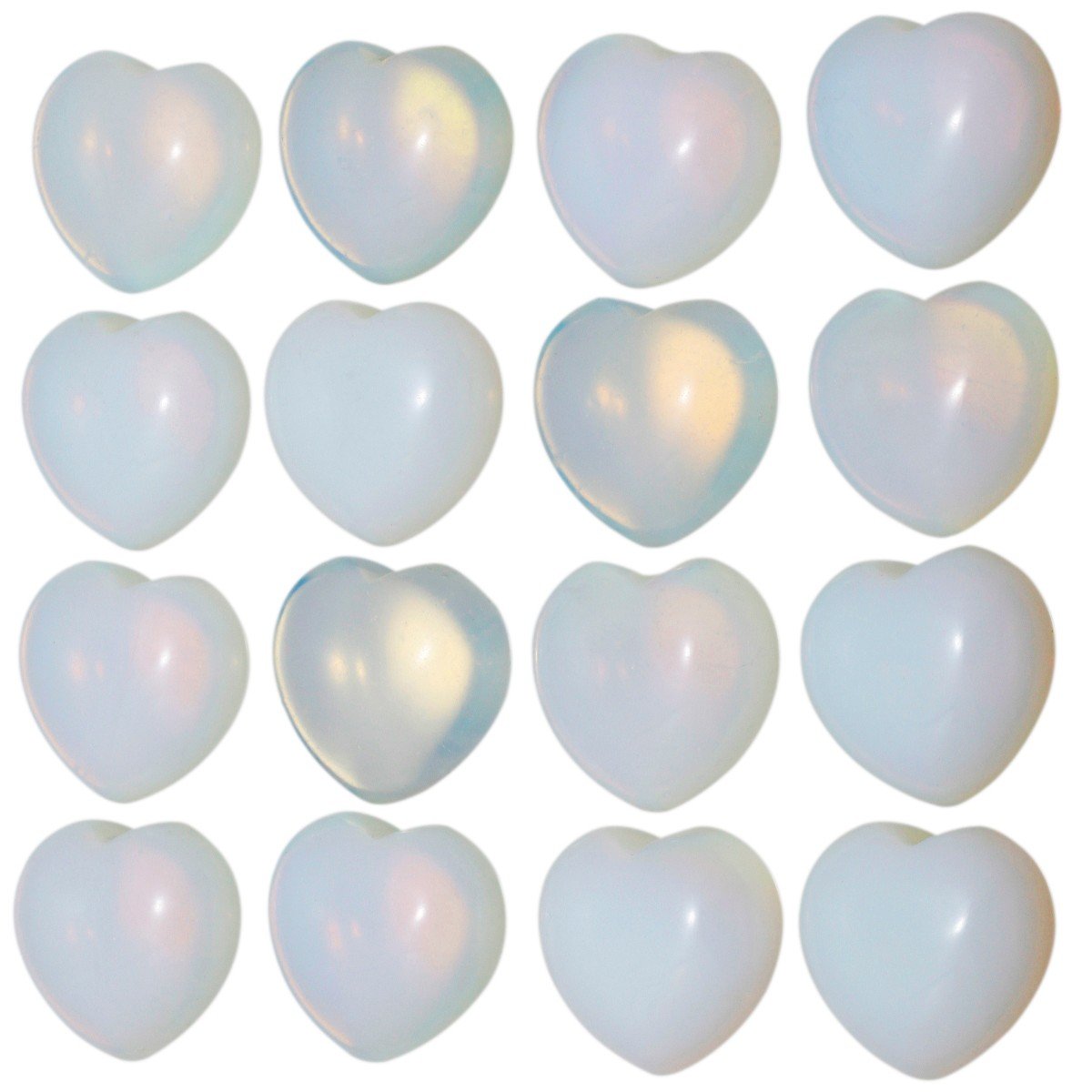 rockcloud Healing Crystal Opalite Heart Love Carved Palm Worry Stone Chakra Reiki Balancing 0.8" Mini Size(Pack of 4)