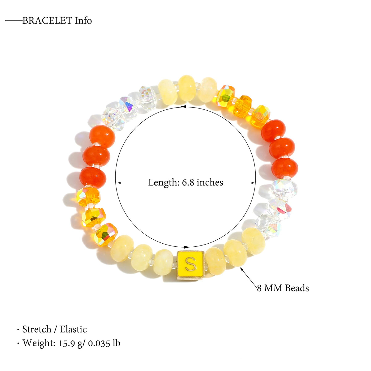SLYAIH Colorful Beaded Initial Bracelets for Women Boho Crystal Beaded Elastic Stretch Bracelet A-Z Letter Bracelet Handmade Jewelry Gifts for Women