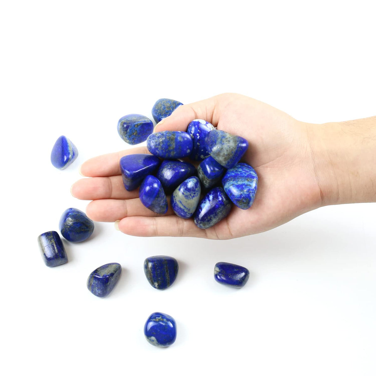 Namzi 10 Packs of Brazilian Tumbled Polished Natural Lapis Lazuli Crystals, Crystals and Healing Stones Quartz Bulk for Wicca, Reiki, Healing Energy, Chakra Stones, Witchcraft Supplies(0.5LB)