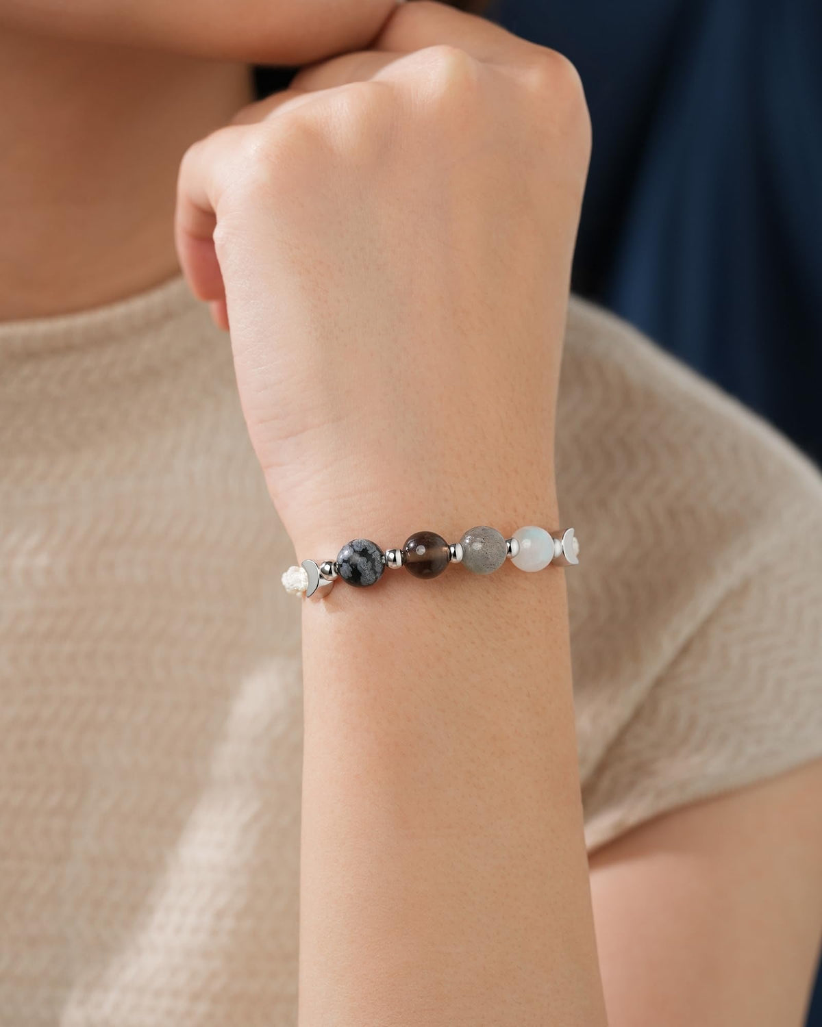 LAVEIR Moon Phase Crystal Healing Bracelet for Women, Natural Stone Beaded Bracelet with Moonstone, Spiritual Bracelets for Intuition, Emotional Balance, Intention Setting, Birthday Gifts for Women