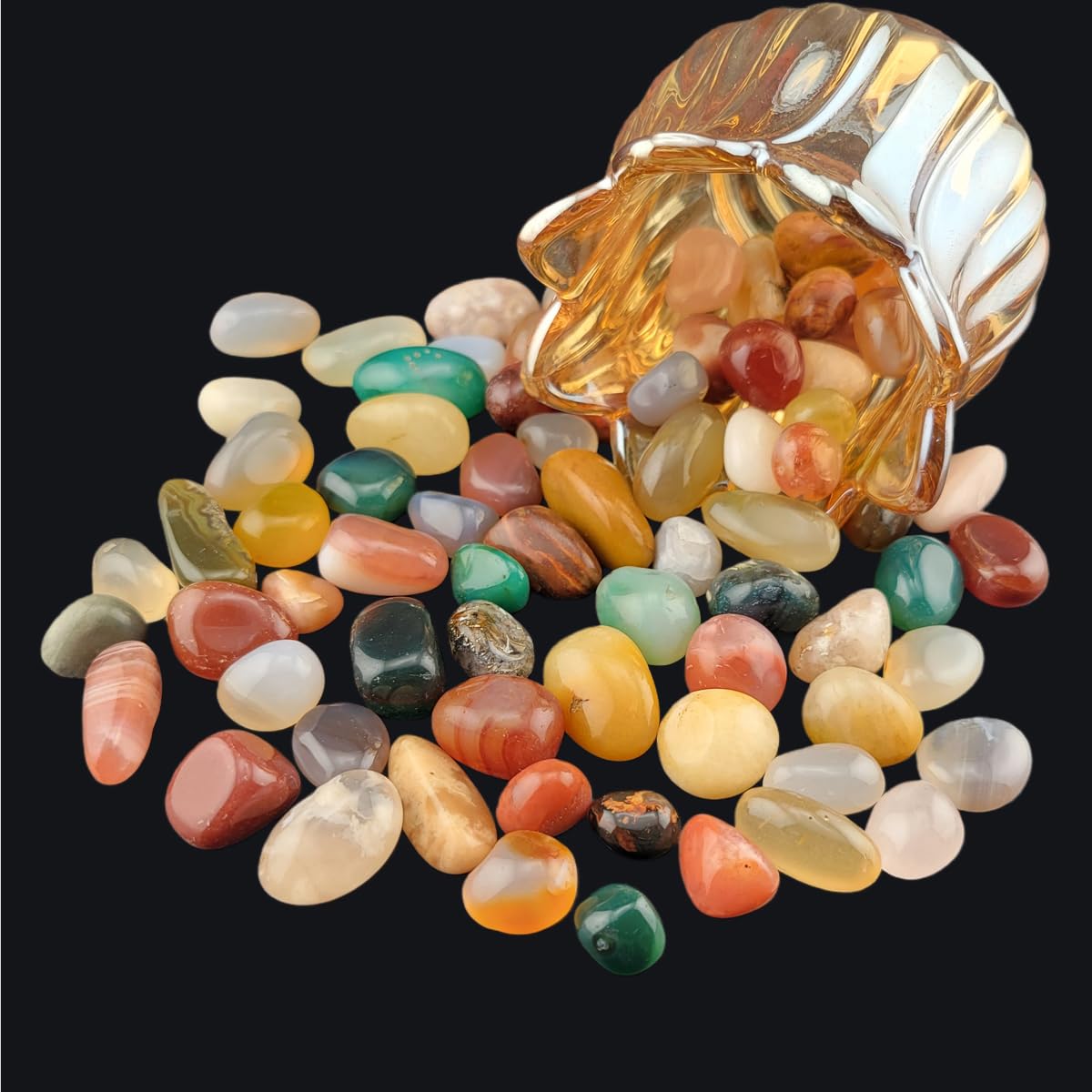 1,000 Carats Mixed Agates Handpicked Tumbled Stones Crystals Chips 0.4''-0.6'' Bulk Pocket Stones for Healing, Reiki, Meditation, Witchcraft and Home Decorations (Mixed Agate)